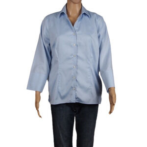 Land's End No Iron pinpoint Oxford shirt 3/4 sleeve size 10